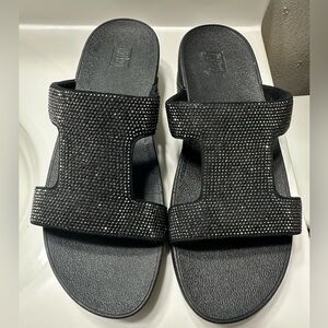 Fitflop Lulu Marli Slide Sandal in Sparkly Black